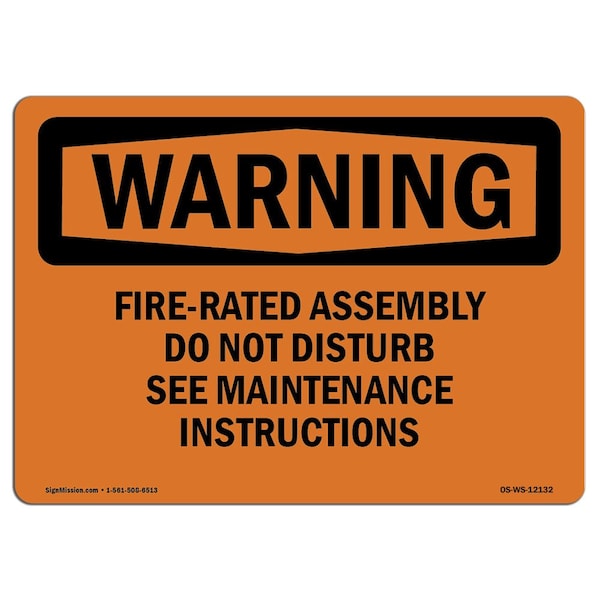 OSHA, Fire-Rated Assembly Do Not Disturb See Maintenance, 5in X 3.5in Decal, 10PK, WS-L-12132-10PK